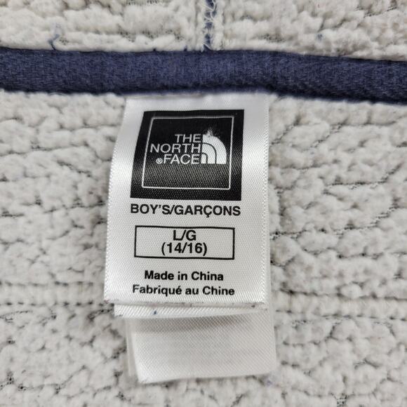 The North Face Kids Boys Hoodie Large Blue Full Zip Sherpa Fleece Lined Hoodie - Picture 5 of 16